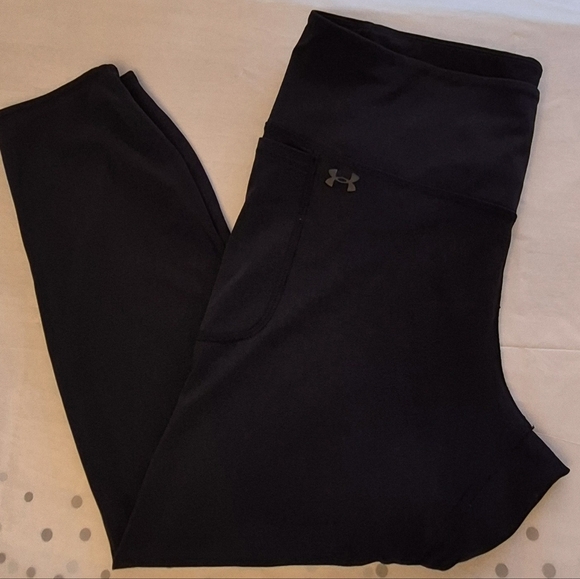 Under Armour Midnight Black Active Capri Leggings XL Pocket - Picture 3 of 5